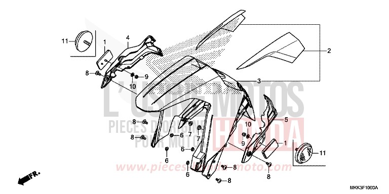 KOTFLUEGEL, VORNE von Africa Twin VICTORY RED (R334B) von 2018